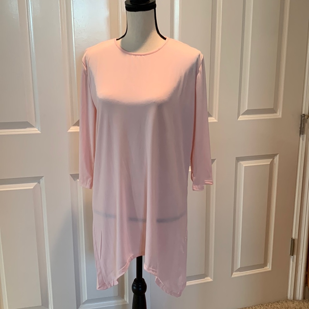 Pink long silky shirt